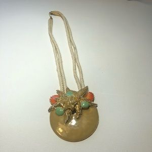 Large Faux Sea Shell Starfish Statement Necklace